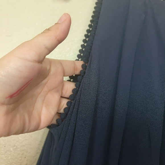 anthropology Maeve Navy Blue Sequin Fringe Fringe Sleeveless Short Dress Sz‎ 2 - Picture 9 of 16